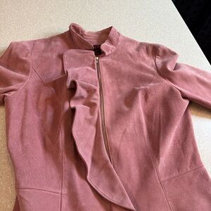 Vintage Margaret Godfrey Leather / Suede Zip Up Jacket Pink Sz 6
